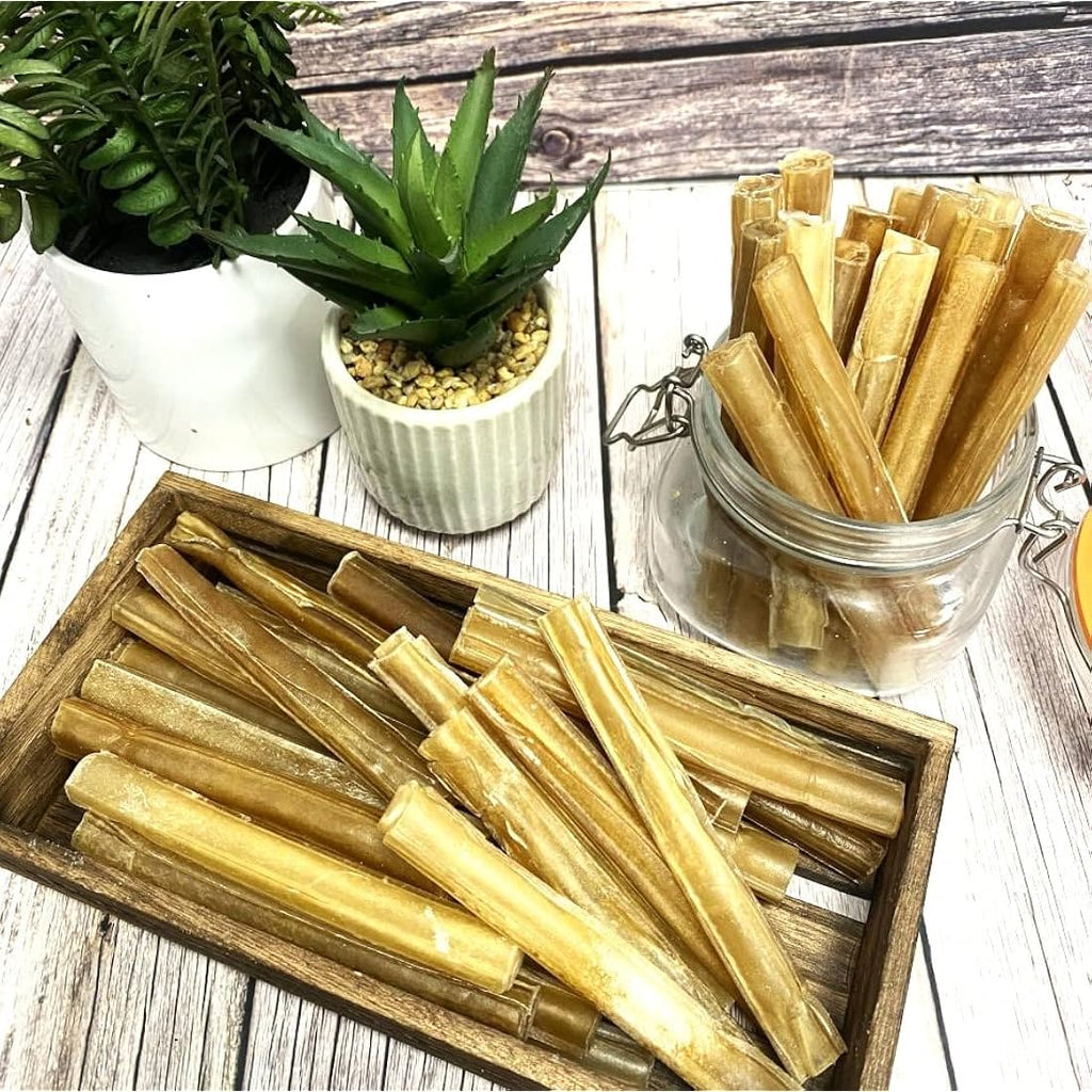 Natural Rawhide Cigar Chews | 5" Pressed Dog Treat Rolls