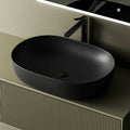 EMKE Oval Countertop Sink – Matte Black Ceramic Bathroom Basin, 60cm
