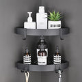 TRUSTLIFE Bathroom Corner Shelf – 2 Pack Black Aluminum Adhesive Shower Caddy