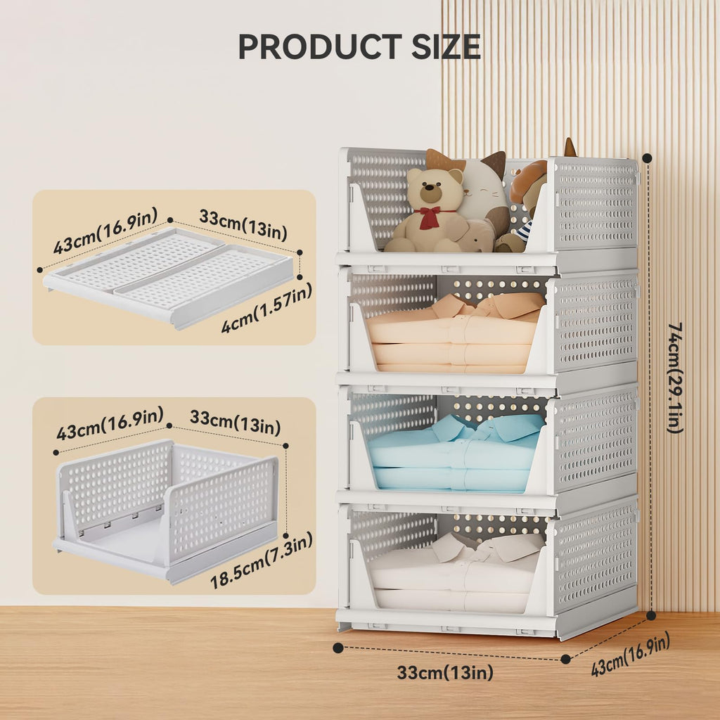 BTGGG 8 Pack Stackable Wardrobe Storage Drawers – Plastic Closet Organiser