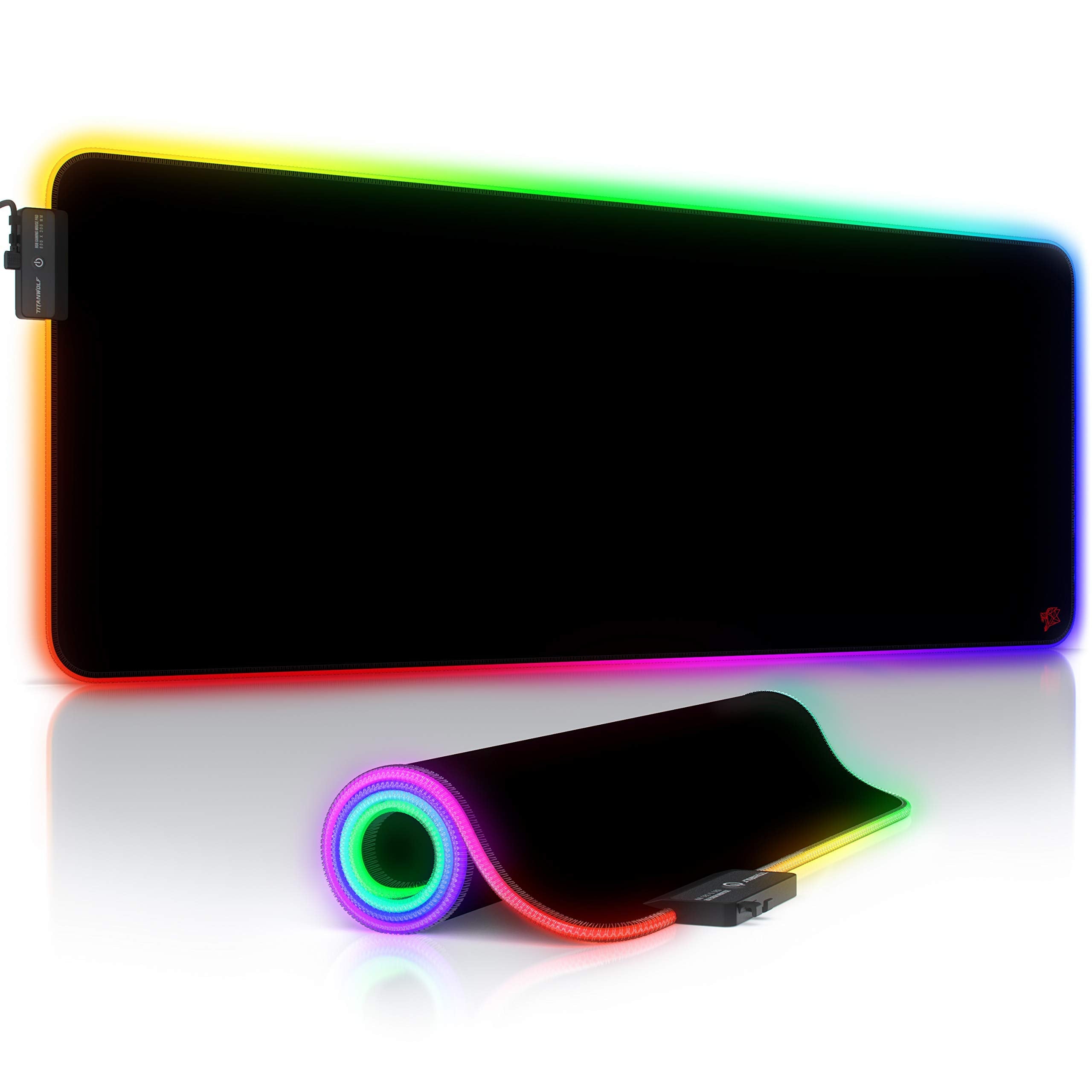 Titanwolf RGB Gaming Mouse Mat – XXL 800x300mm LED Non-Slip Desk Pad