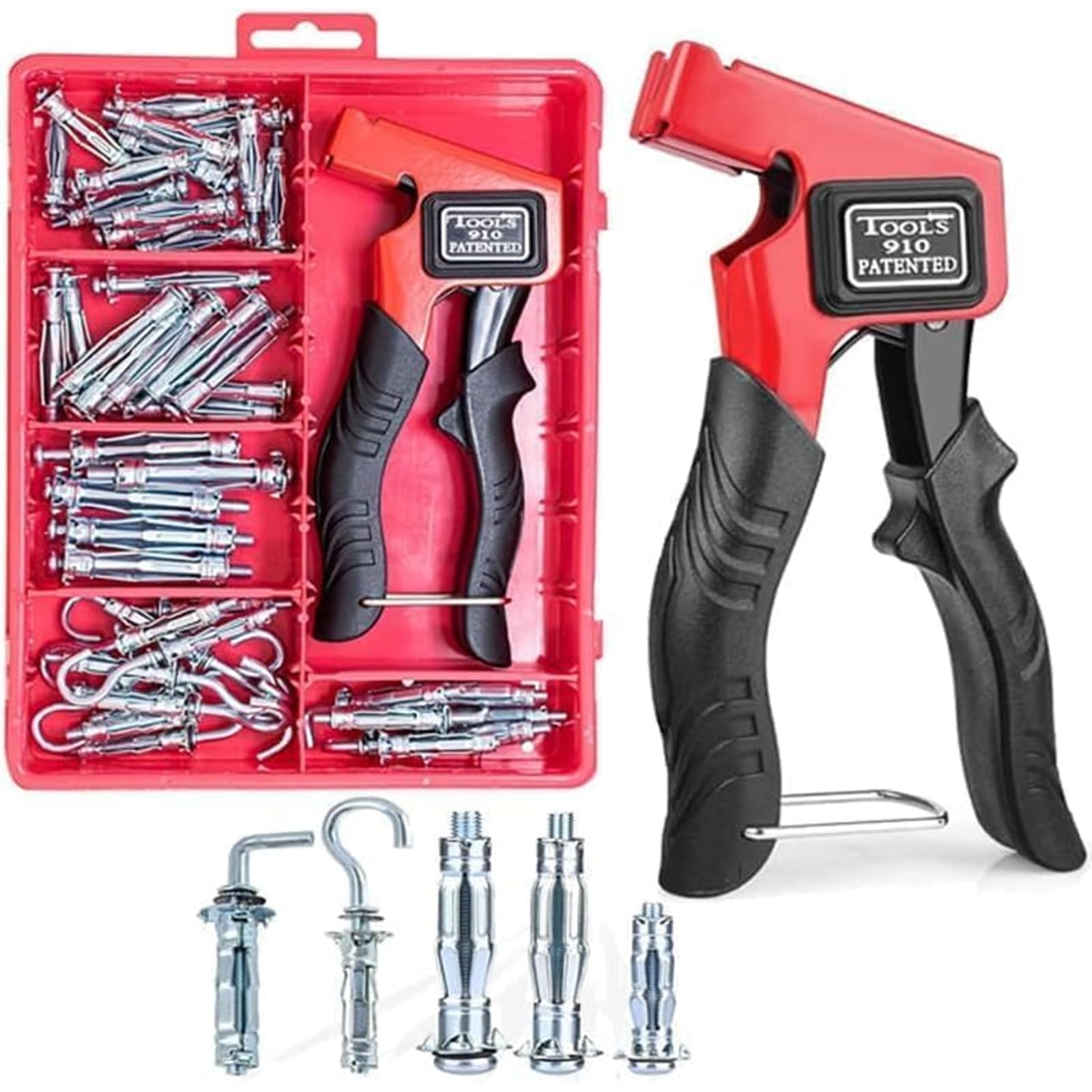 T.K.Excellent Heavy Duty Hollow Wall Anchor & Metal Setting Tool Kit, 62pcs