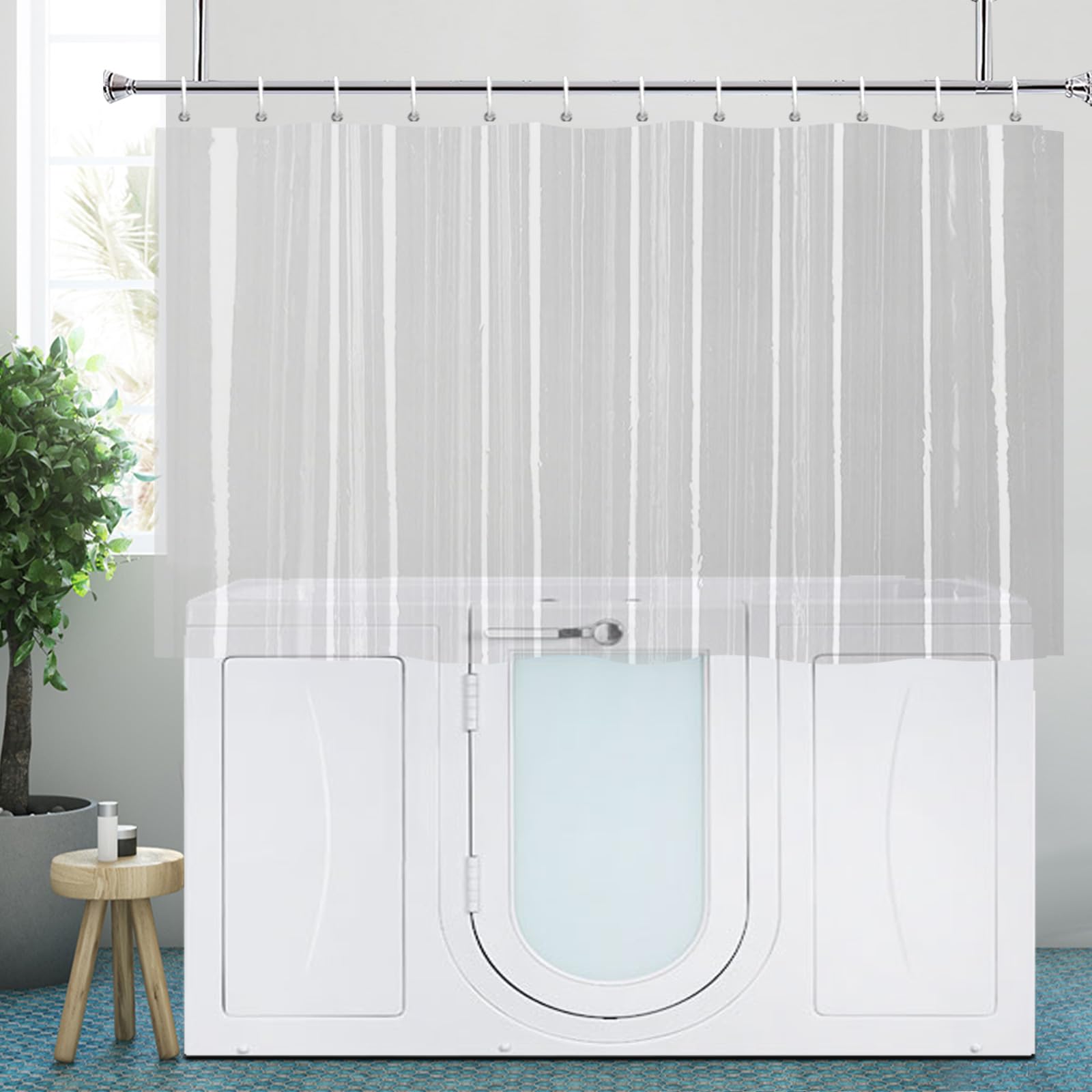 Short PEVA Shower Curtain Liner | Magnetic Bottom, 71x48"