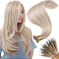 Moresoo Nano Ring Human Hair Extensions | Ash Blonde Remy Hair 16" 50g