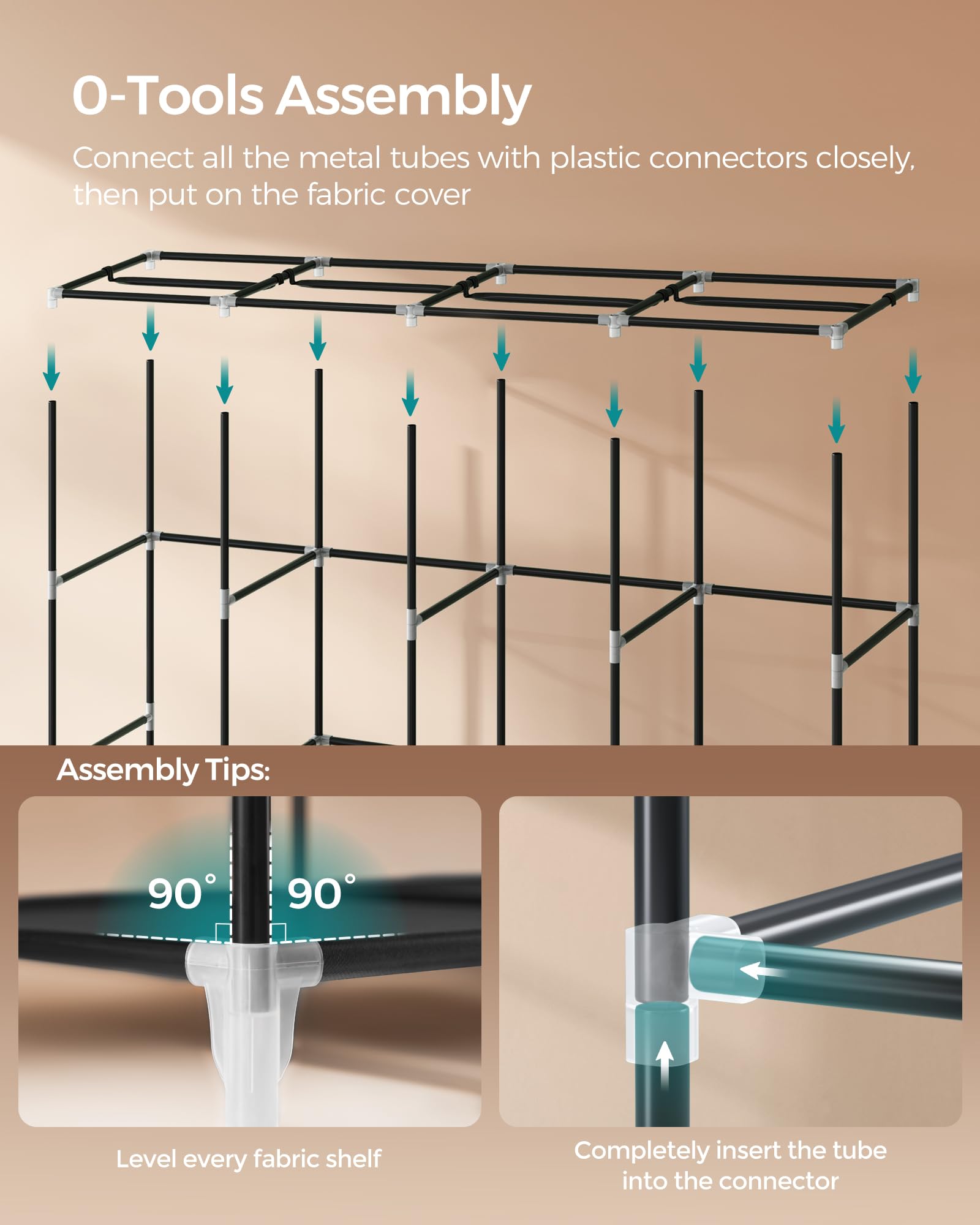 SONGMICS Portable Clothes Wardrobe – Large Fabric Closet with 4 Rails