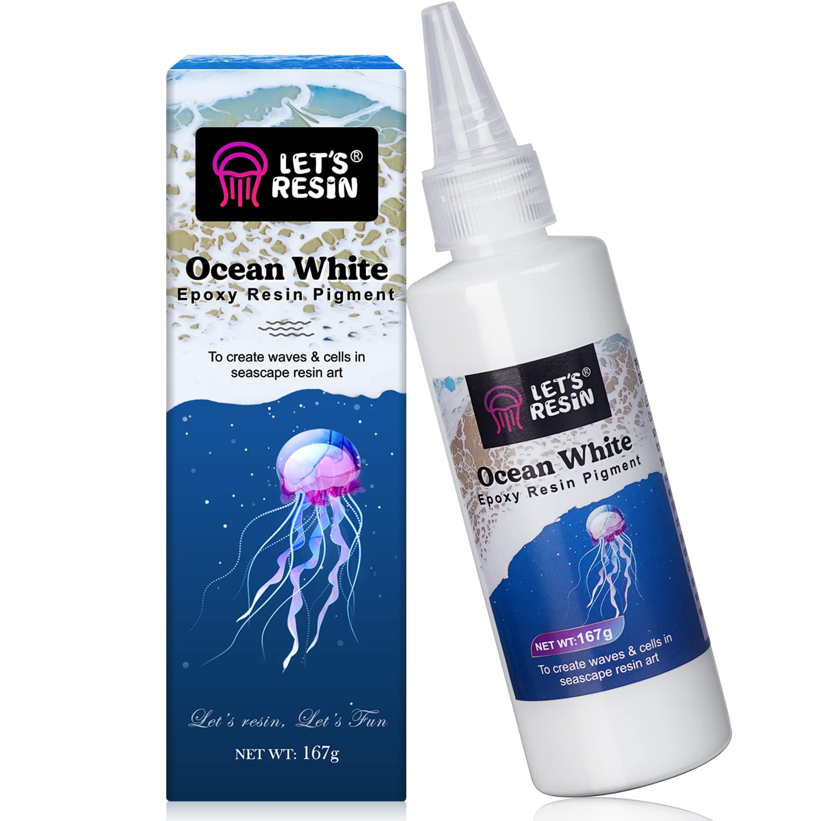 LET'S RESIN Ocean White Pigment Paste – 167g Opaque Epoxy & UV Resin Dye