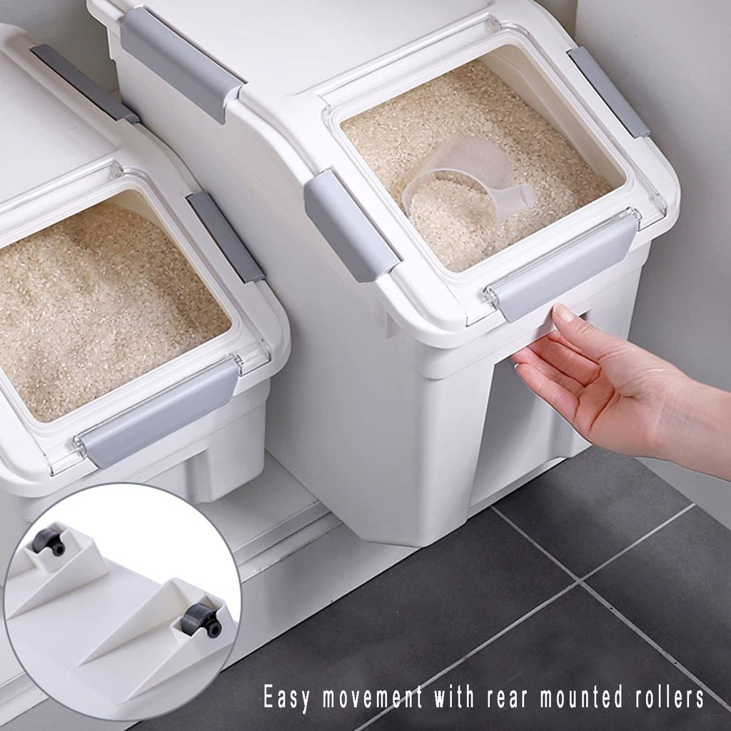 Toolzia 10kg Rice Dispenser | Airtight Grain Storage Bin with Scoop - Pink