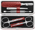 ZWILLING 5-Piece Manicure Set | Red Crocodile Leather Travel Case