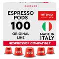 Carraro Intenso Nespresso Compatible Pods – Dark Roast Coffee, 100ct