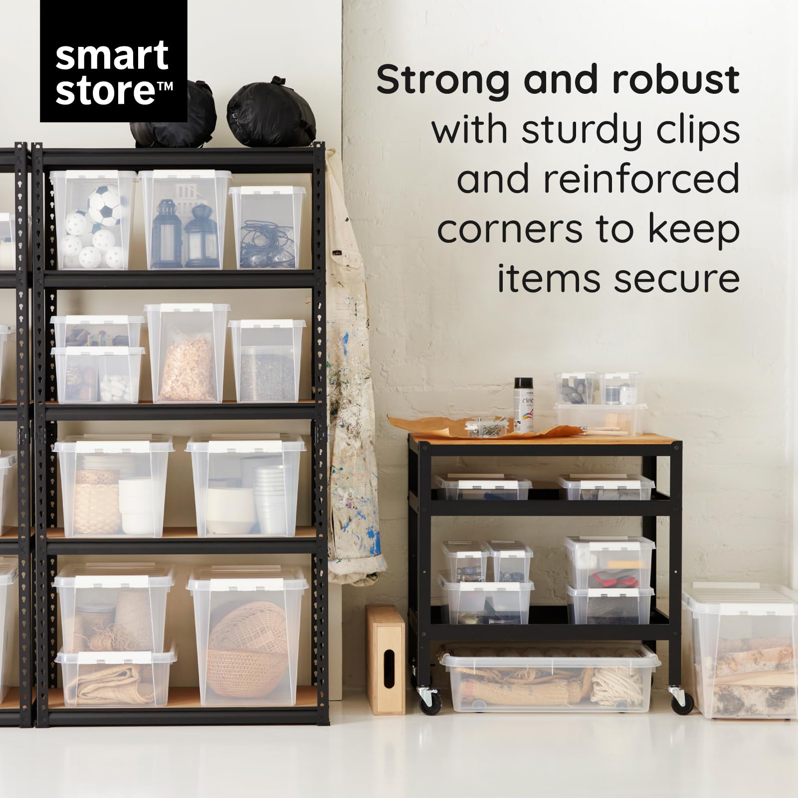 SmartStore 3.5L Small Plastic Storage Boxes with Lids - Set of 8 - Clear