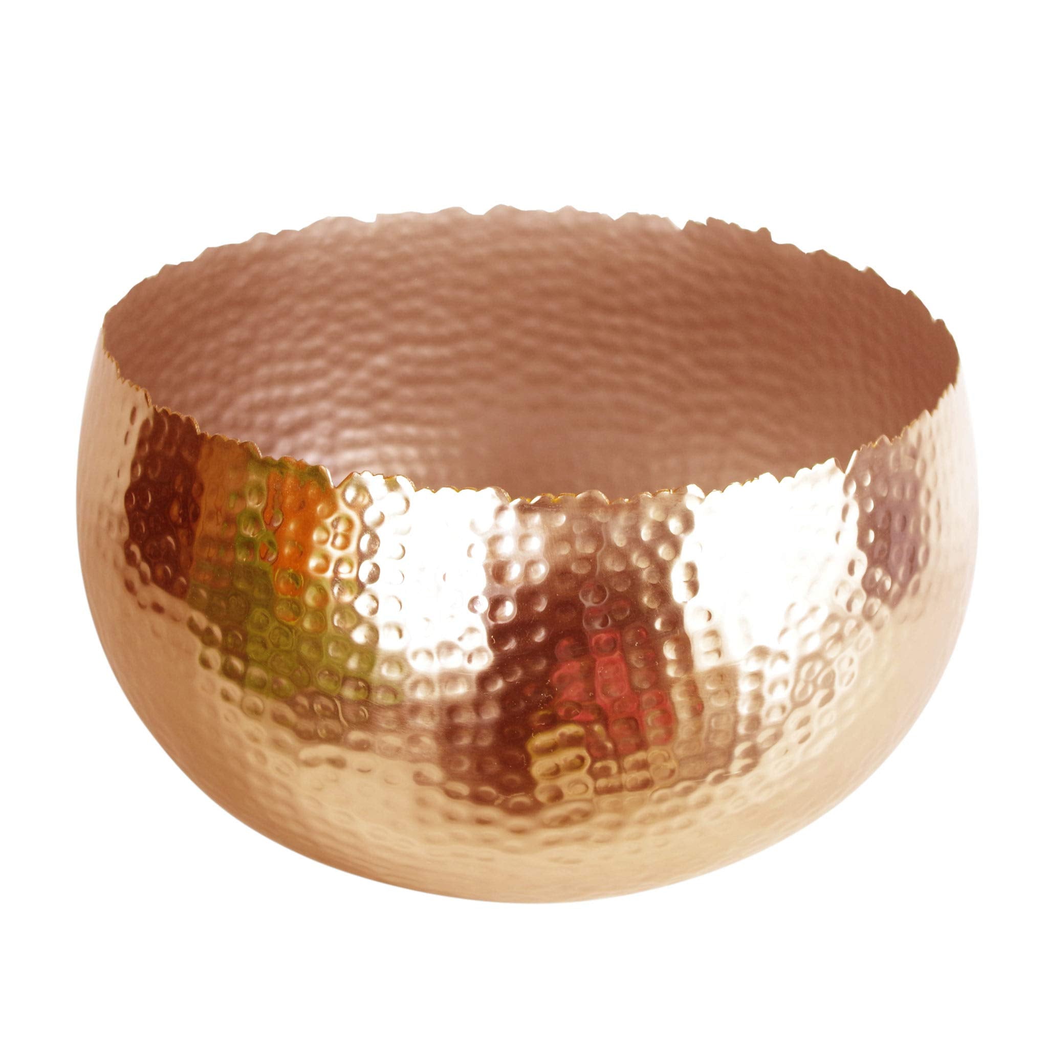 Leaf Large Hammered Copper Metal Bowl Planter – Rustic Indoor Decor