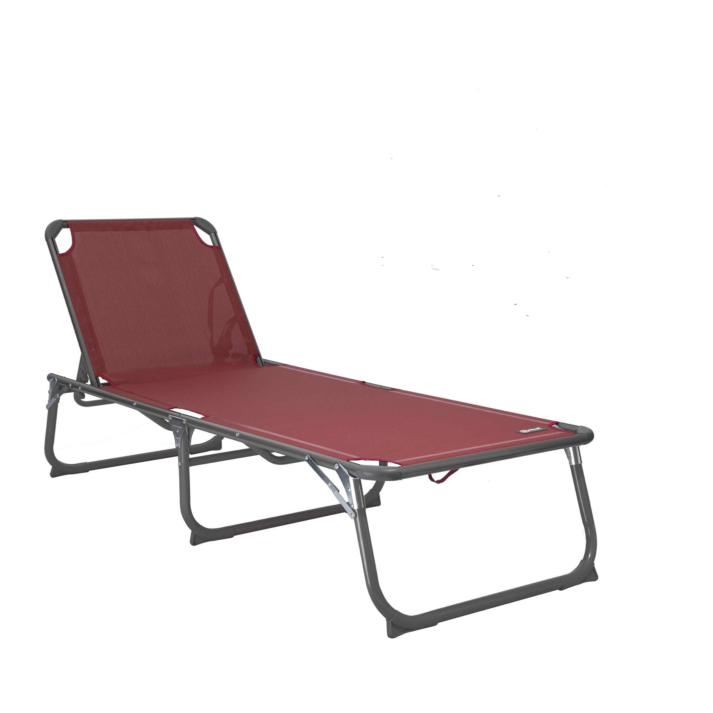 Homecall XXL Aluminium Sun Lounger | Red Textilene Fabric | 200x70cm