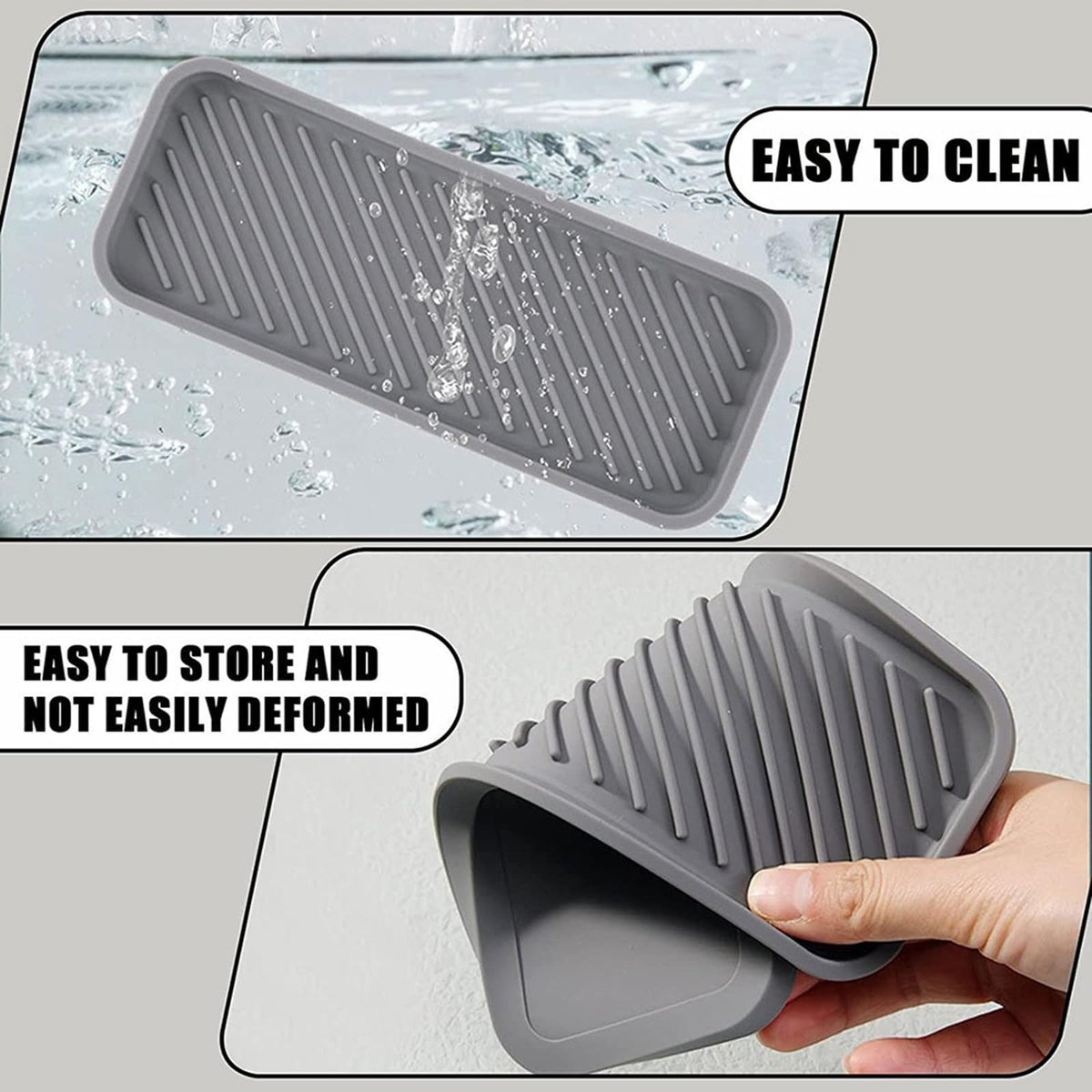 Kitchen Bathroom Sink Sponge Soap Organiser Holder Tray Silicone, 2 Pcs - image 3