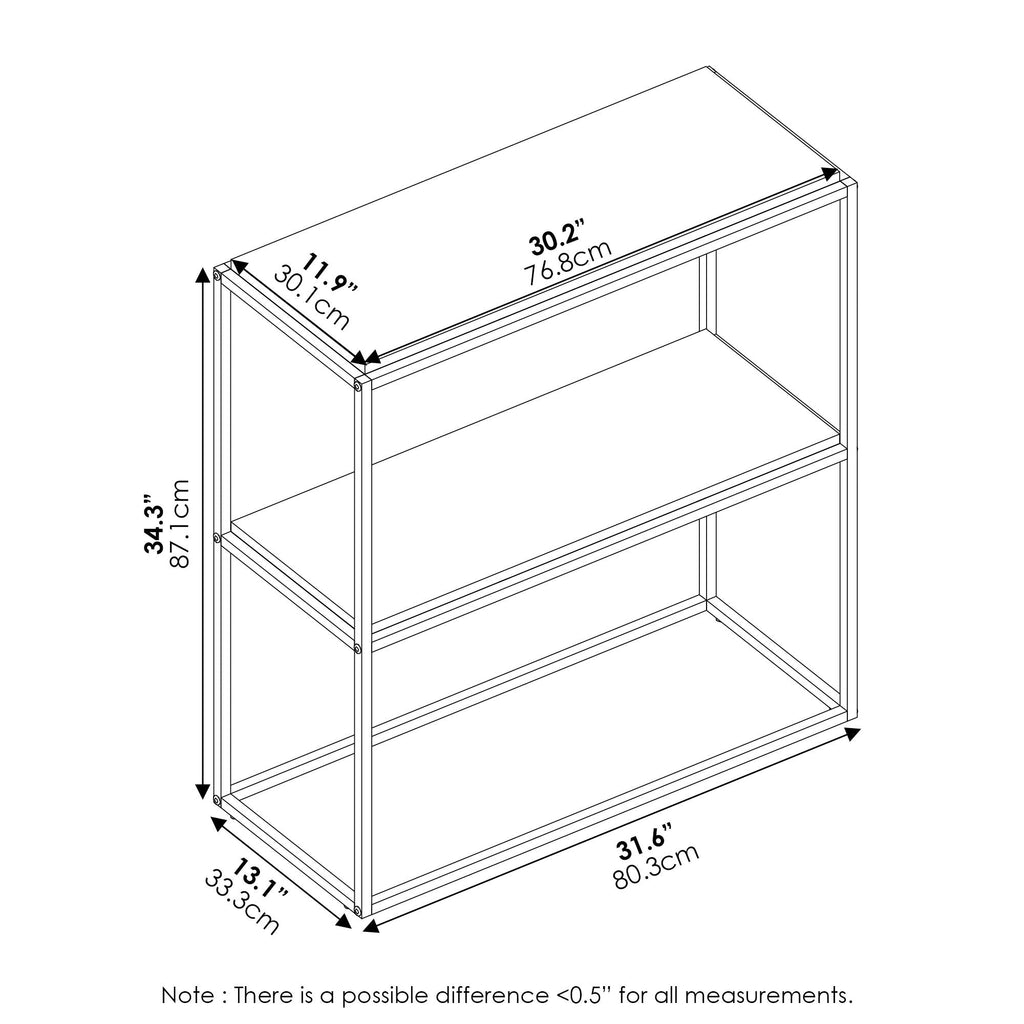 Furinno MORETTI 2-Tier Stackable Grey Book Shelf, Metal Frame Storage Shelves, Rectangular Display Shelf, Easy Assembly, for Organization and Storage - image 2