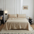 Simple&Opulence King Flat Sheet | Linen Cotton Blend Bed Sheet – Beige