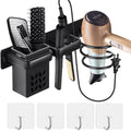 BURNTOP Hair Dryer Holder Wall Mounted - 3-in-1 Aluminum Hair Tool Organizer