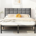 JUISSANO King Size Upholstered Platform Bed Frame with Metal Slats
