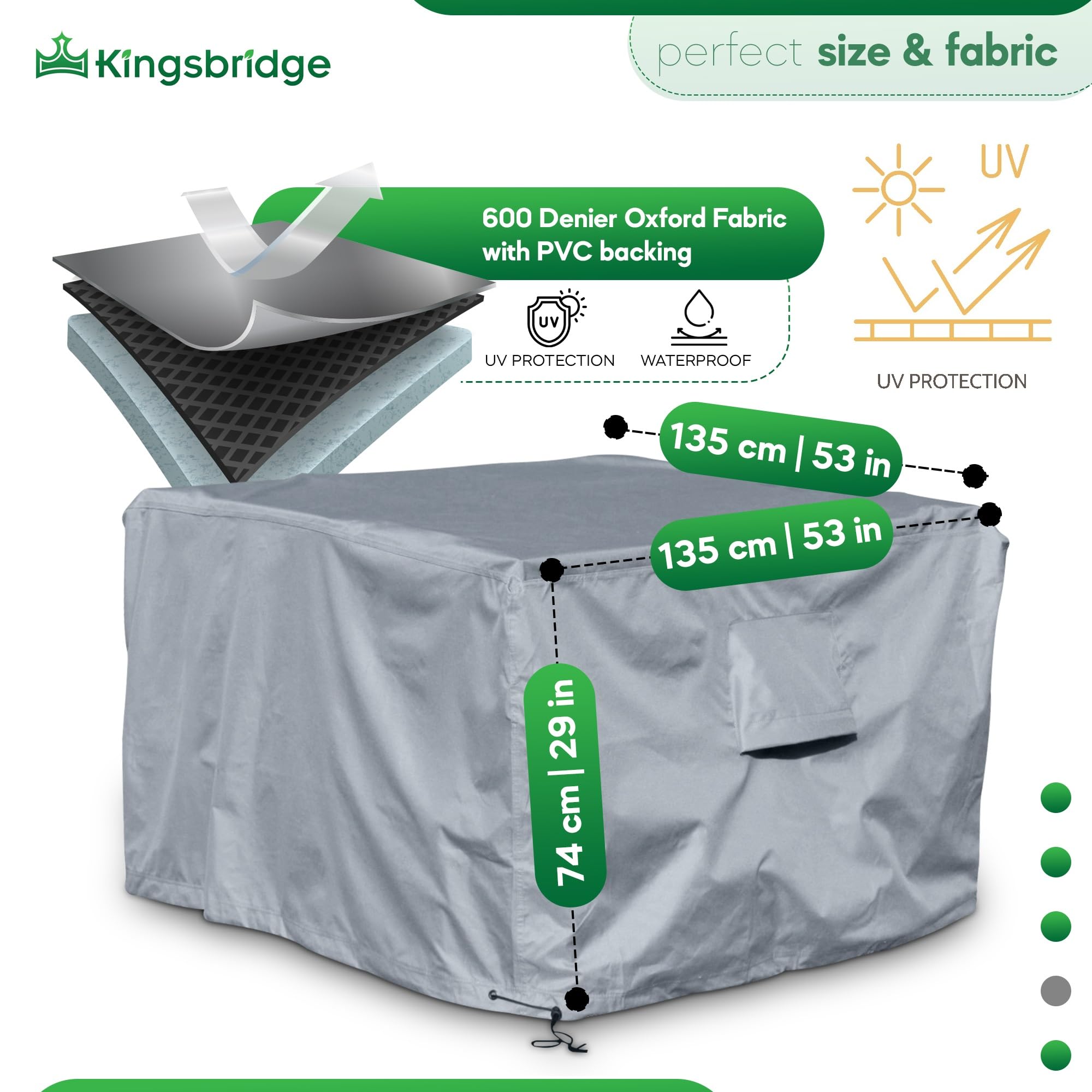Kingsbridge 135cm Cube Garden Furniture Cover | 600D Heavy Duty Waterproof