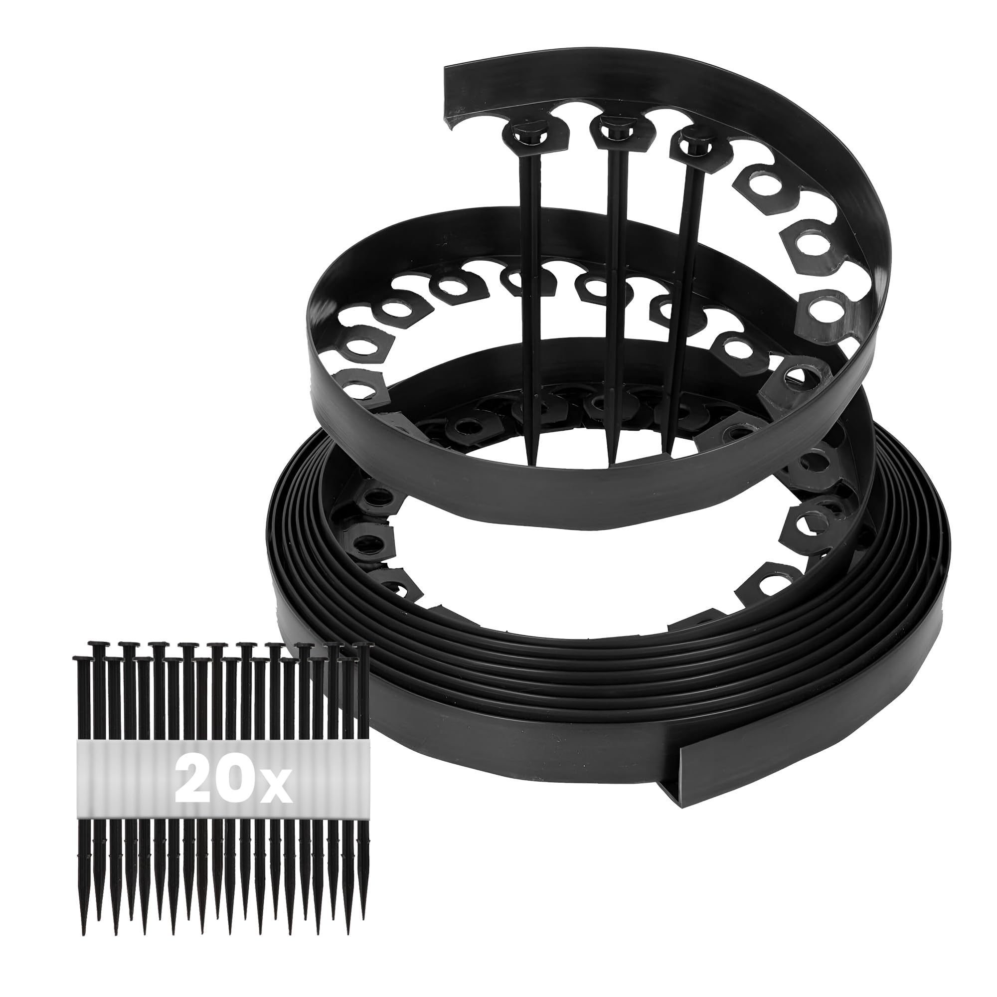 GARDENIX Flexible Plastic Lawn Edging - 10m Black Flower Bed Border