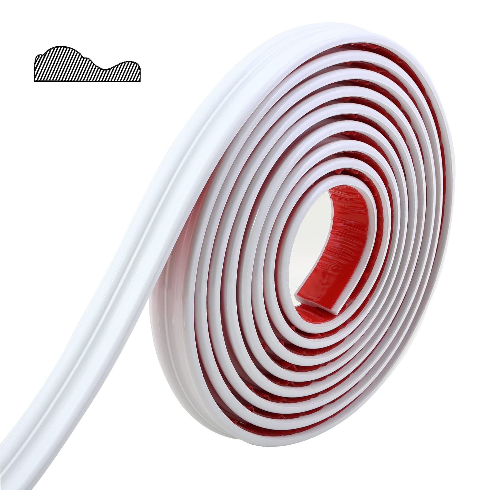 Peel and Stick Wall Molding Trim & Chair Rail, White, 5m