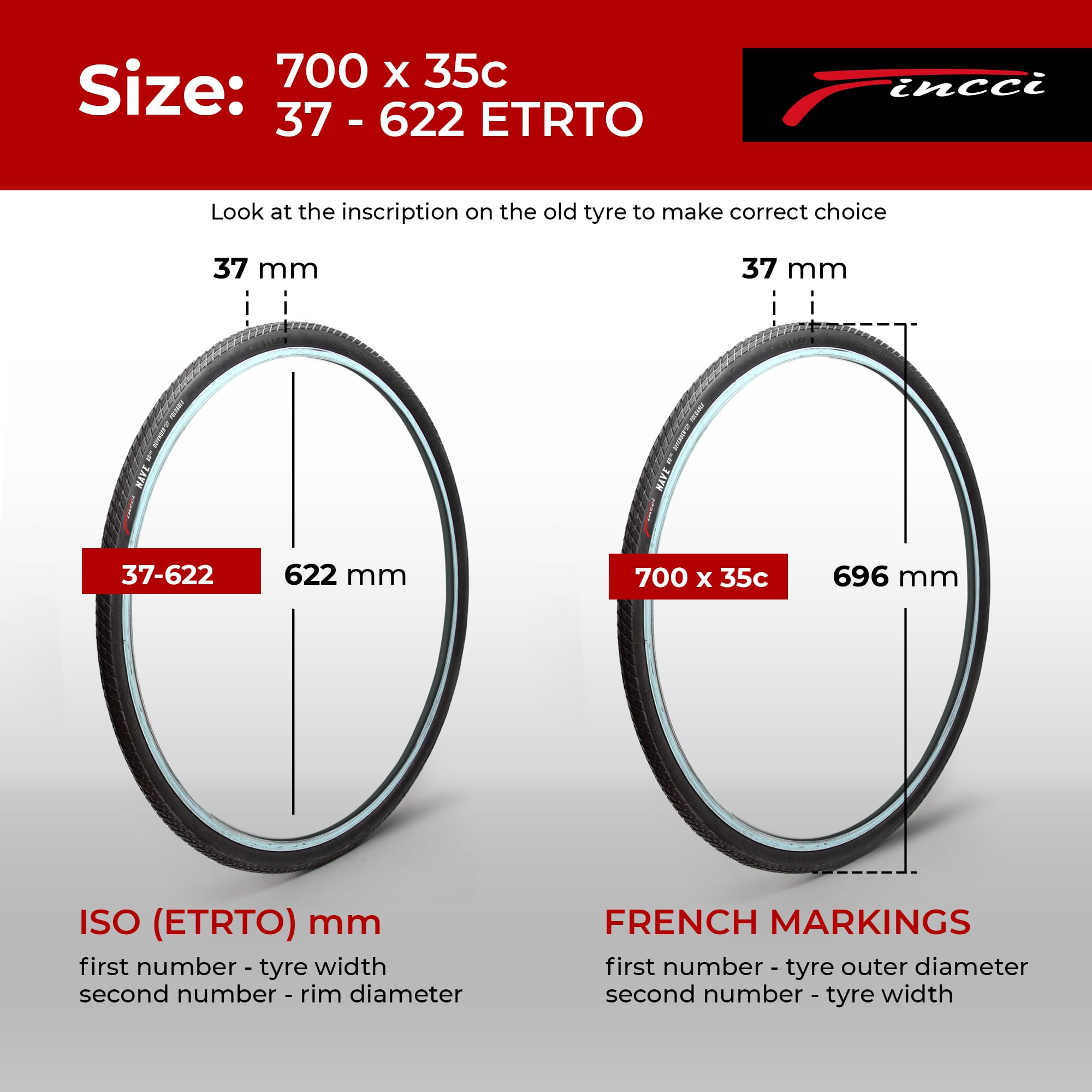 Fincci 700x35c Gravel Bike Tyres | Foldable Puncture Resistant Tires (Pair)