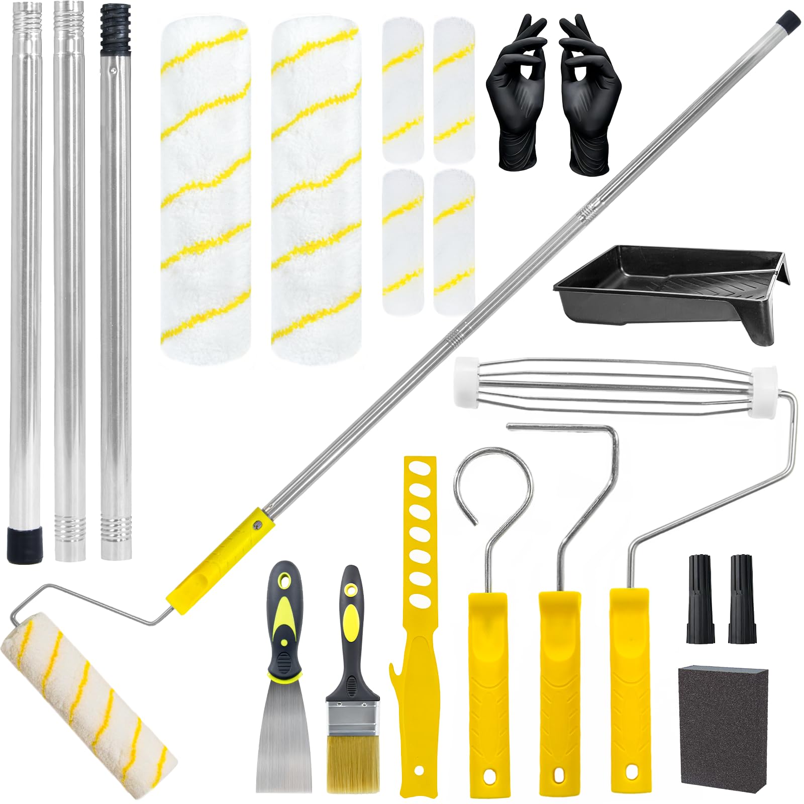 Jolof Store 18PCS Paint Roller Set with Extension Pole & 9 Inch Tray