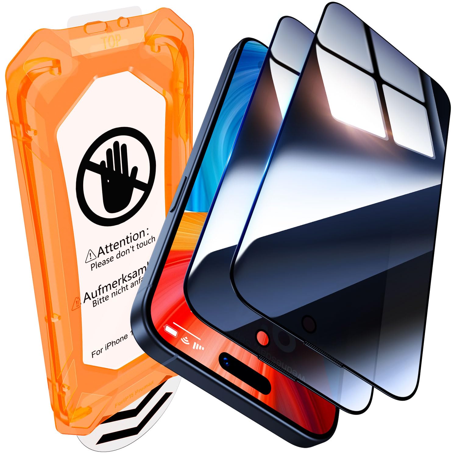 UniqueMe iPhone 15 Pro Max Privacy Screen Protector – 2 Pack 9H Glass