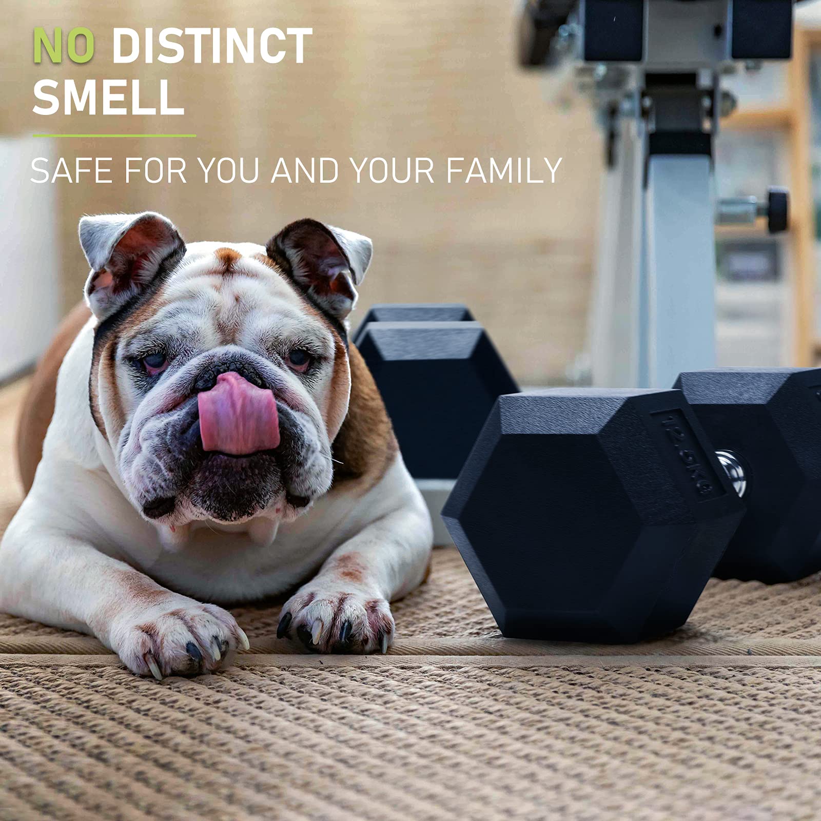 PhysKcal Odourless Poly Rubber Hex Dumbbells - 7.5kg Pair Home Gym Weights