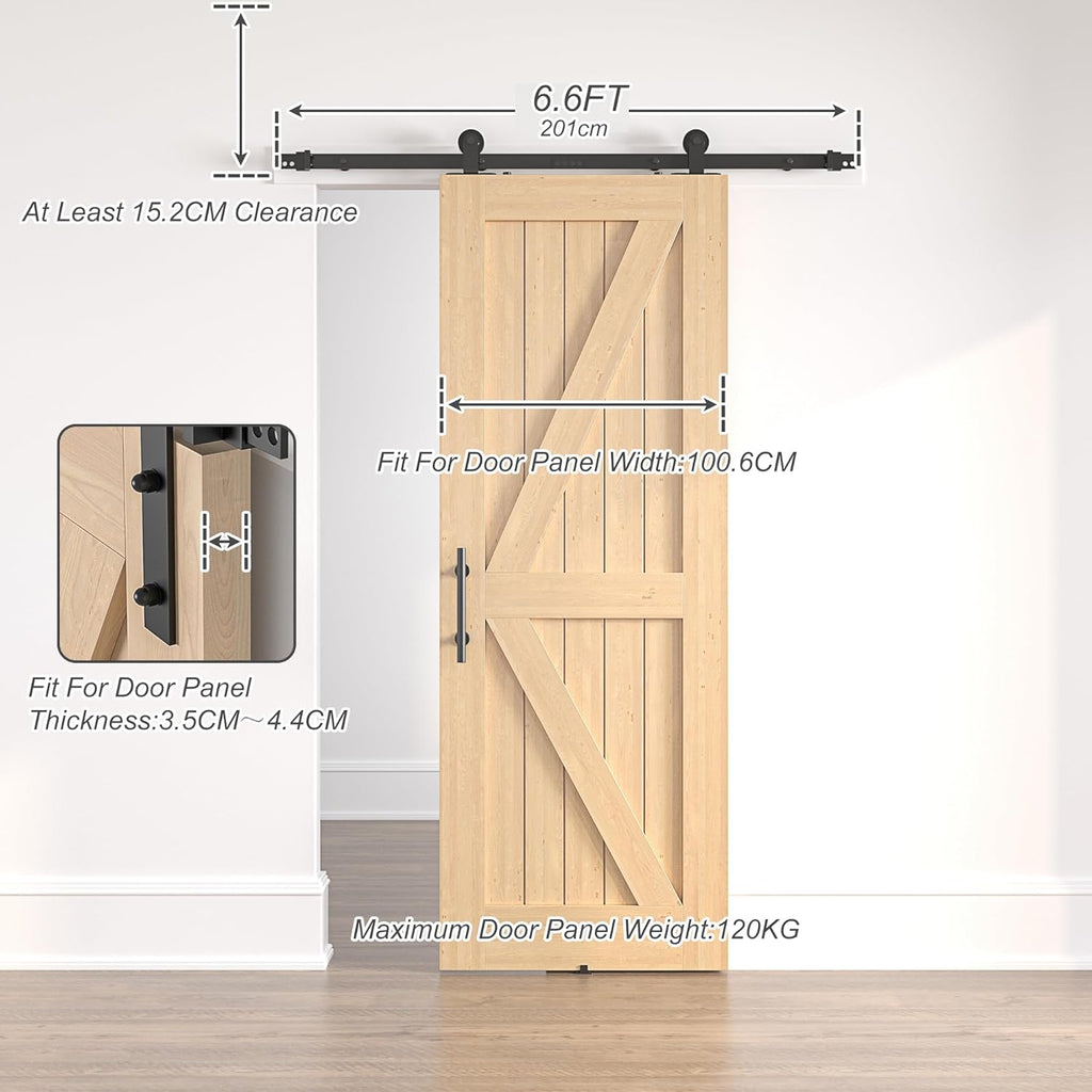 SANKEYTEW 6.6FT Sliding Barn Door Kit | Heavy Duty Carbon Steel Track