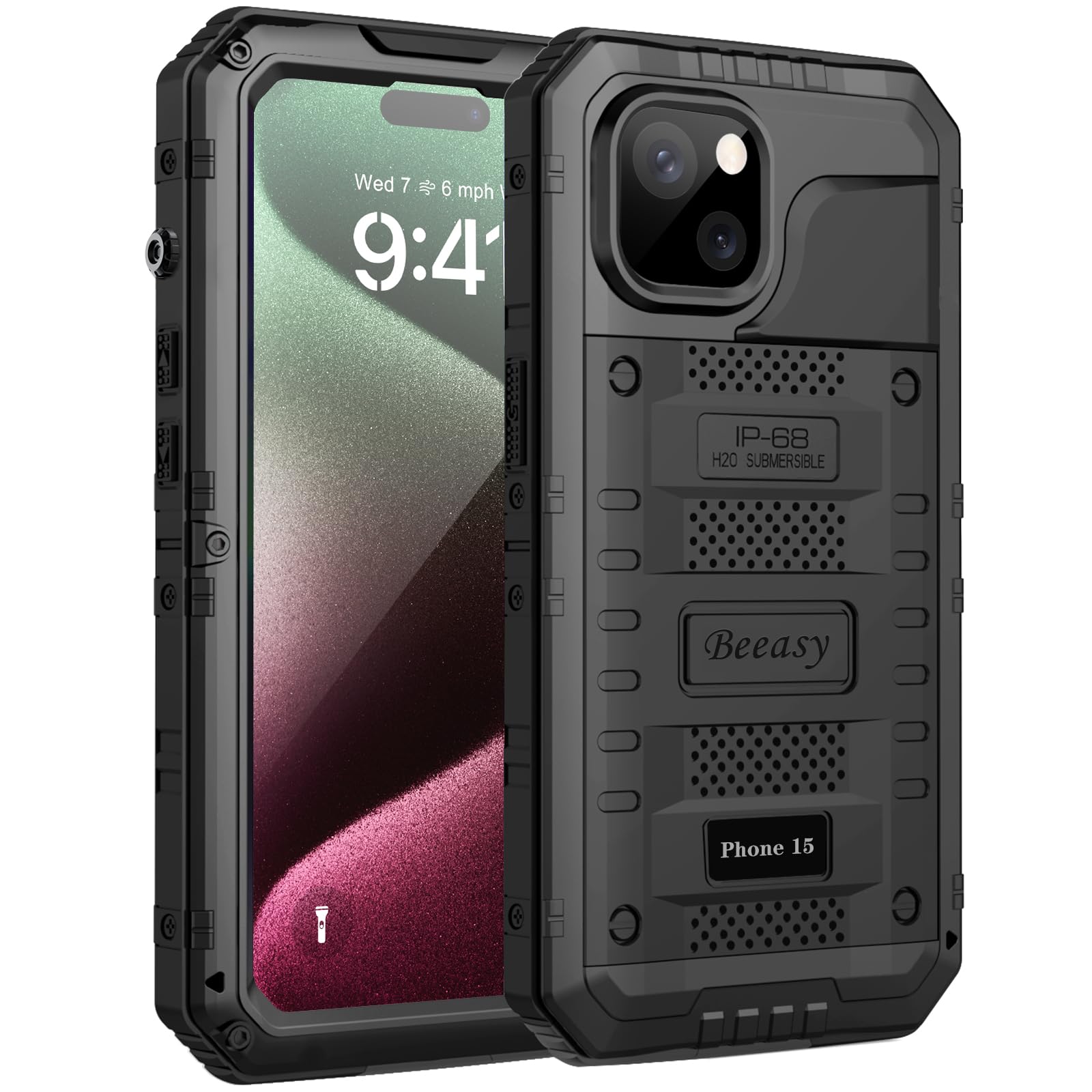 Beeasy iPhone 15 Case | Waterproof Heavy Duty Metal Armor Cover