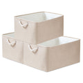 Mangata Fabric Storage Baskets | Collapsible Shelf Bins, 3 Pack, Khaki