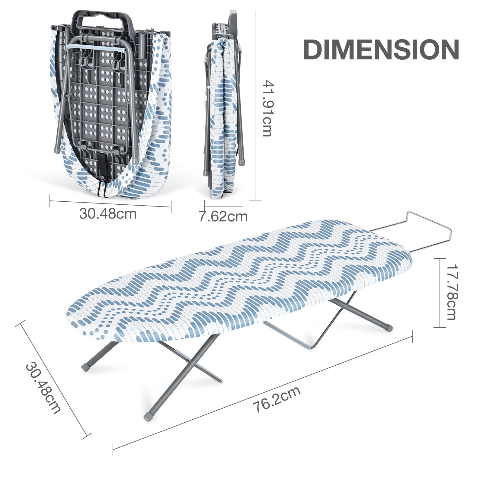 KINGRACK Foldable Tabletop Ironing Board with Iron Rest and Cotton Cover