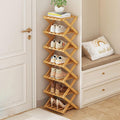 Kiss Me Bamboo 8-Tier Vertical Narrow Folding Shoe Rack - image 1
