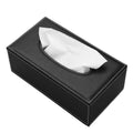 KINGFOM Rectangular Leather Tissue Box Holder – Black Office & Car Decor