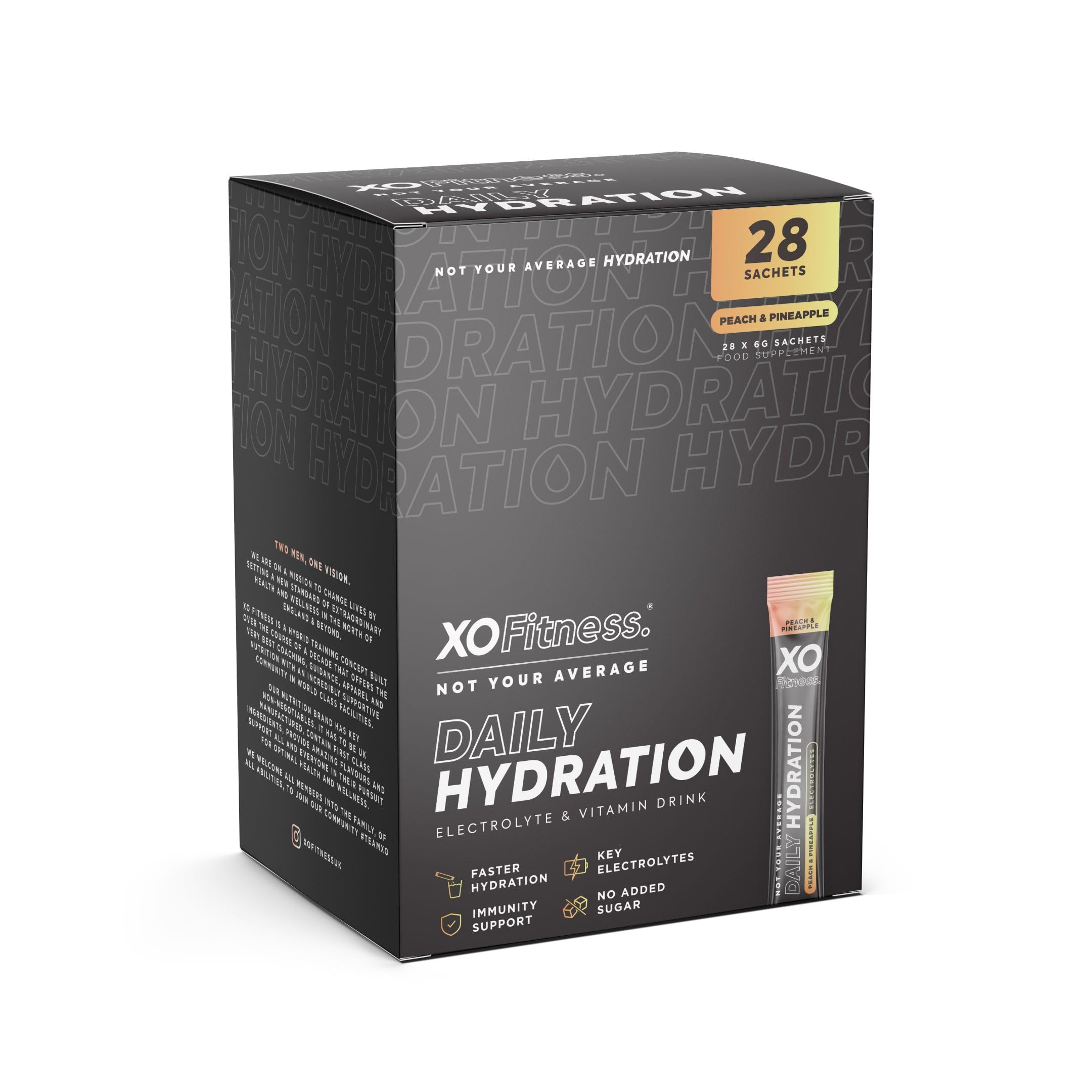 XO Fitness Electrolyte Hydration Sachets | Sugar-Free Peach | 5 Vitamins