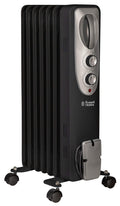 Russell Hobbs 1500W Oil Filled Radiator – 7 Fin Portable Heater, Black