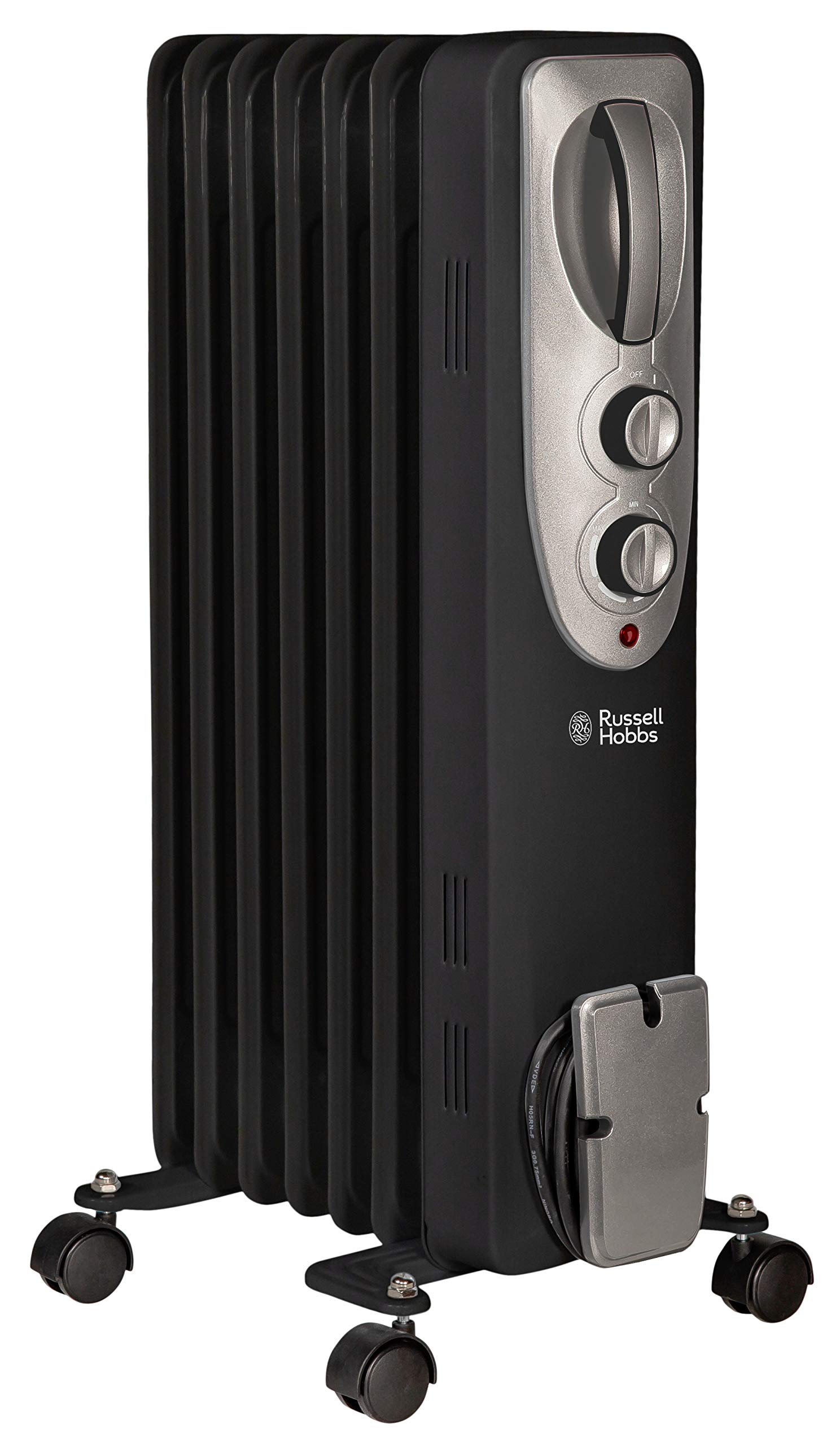 Russell Hobbs 1500W Oil Filled Radiator – 7 Fin Portable Heater, Black