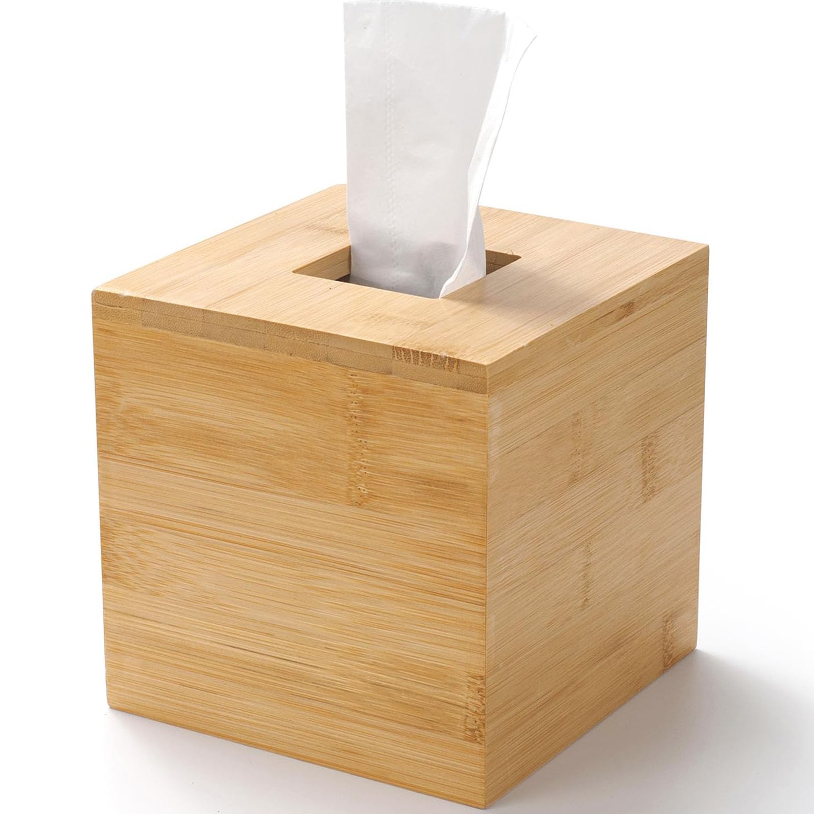 Jolof Store Bamboo Tissue Box Cover – Square Wood Facial Paper Holder