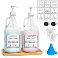 LIKAJON Glass Laundry Detergent Dispenser Set | 64oz Farmhouse 2-Pack