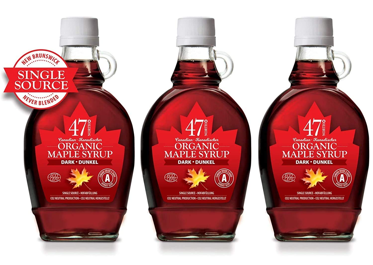 47° North Organic Canadian Maple Syrup - Grade A Dark, 3 x 250g