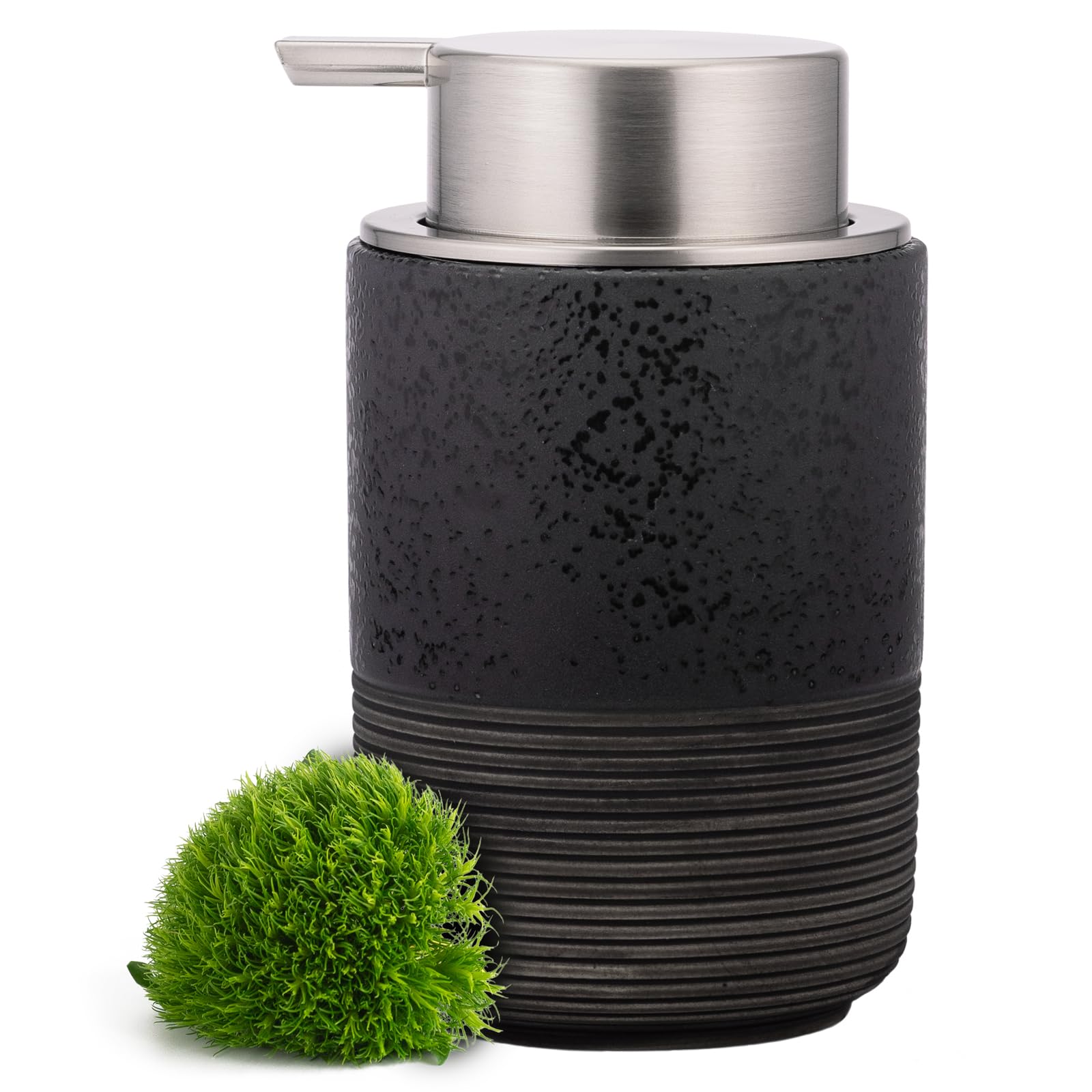 EMPO Ceramic Foaming Soap Dispenser – 300ml Embossed Mousse Bottle