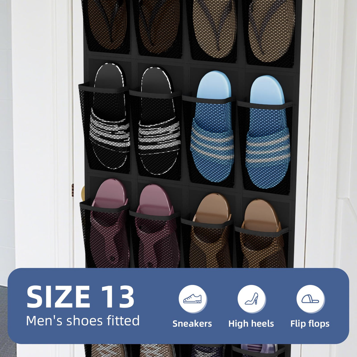 Dailyart Door Shoe Rack Hanging, 24 Large Pockets Hanging Shoe Storage - image 3