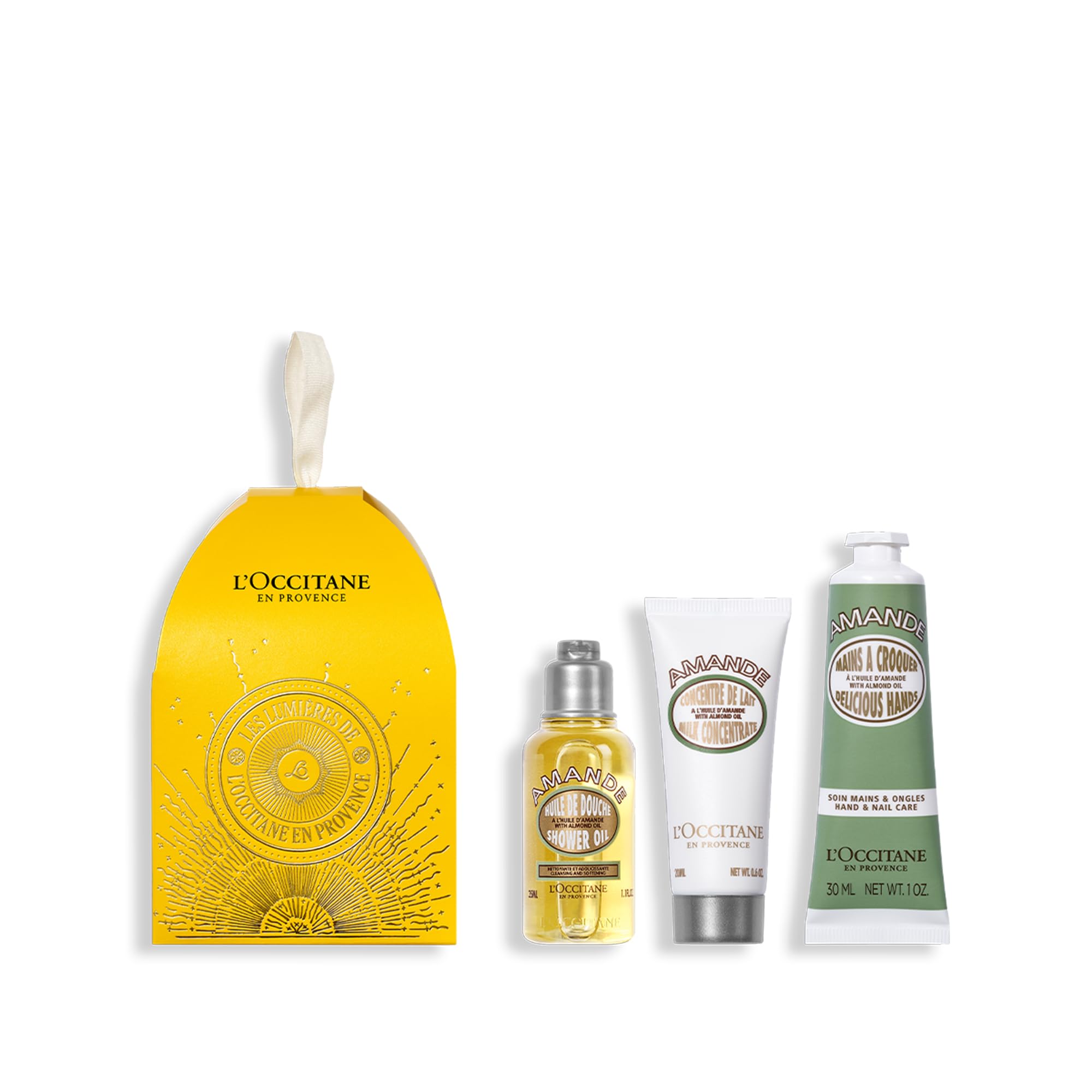 L'OCCITANE Almond Holiday Ornament | 3-Piece Hand & Body Care Gift Set