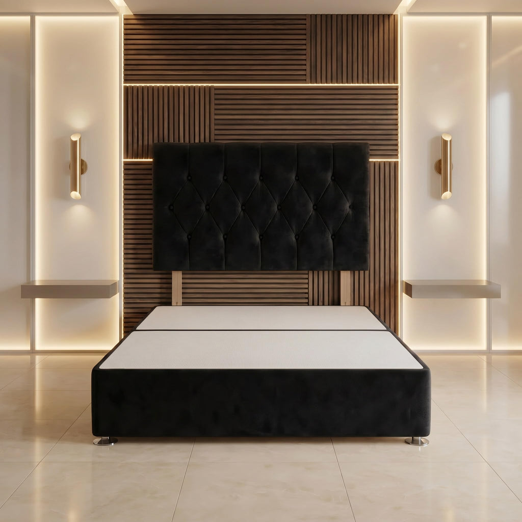 Bed Centre Ziggy Plush Small Single Divan Base 30" Headboard, Black, 0 Draw - image 4
