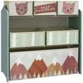 ZONEKIZ Kids Toy Storage Organiser | 6 Fabric Bins Unit - Green