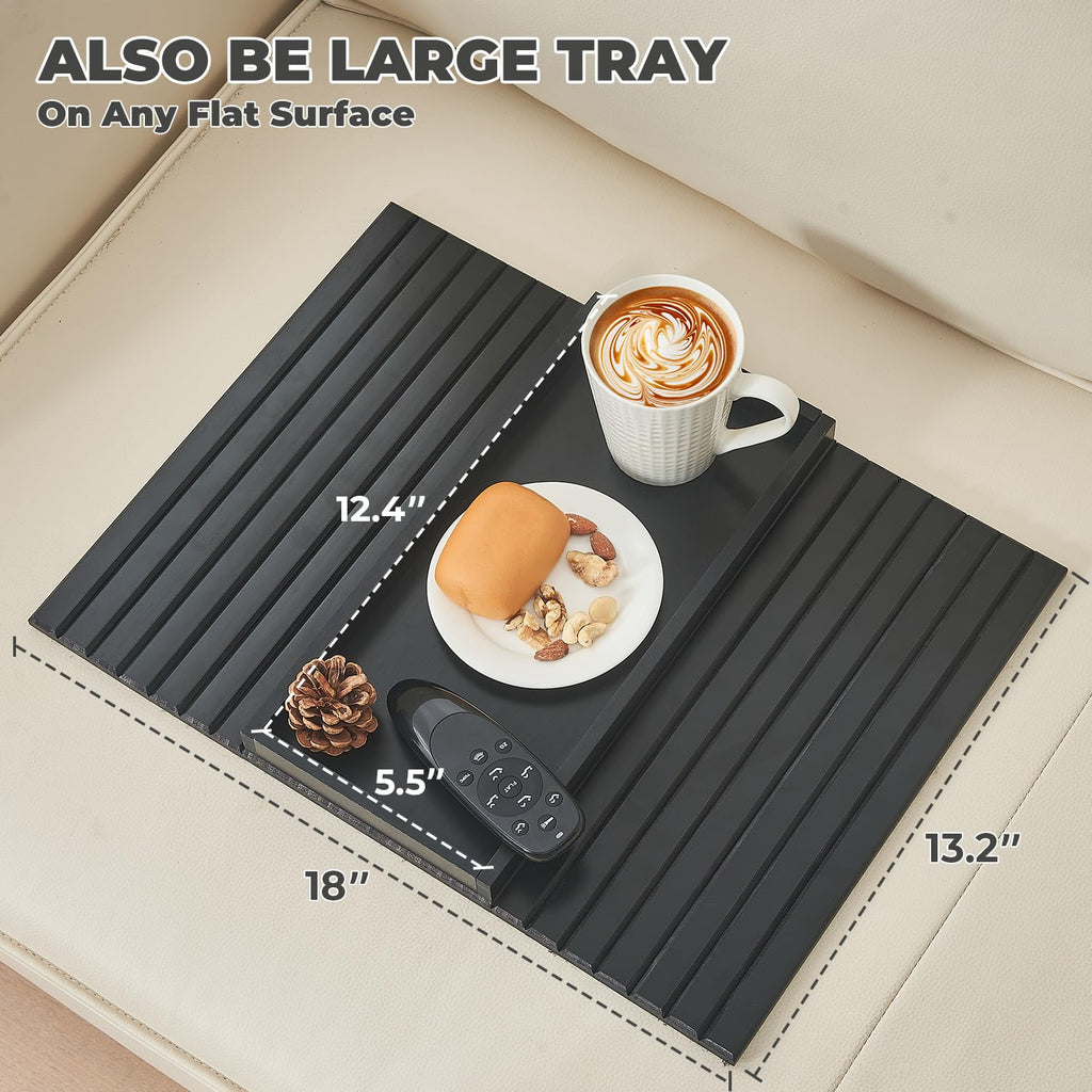 LOVYANXUE Bamboo Sofa Arm Tray, Anti Falling Couch Arm Tray Table, Foldable Couch Armrest Table, Portable Sofa Armrest Trays Cup Holder for Drink - image 4