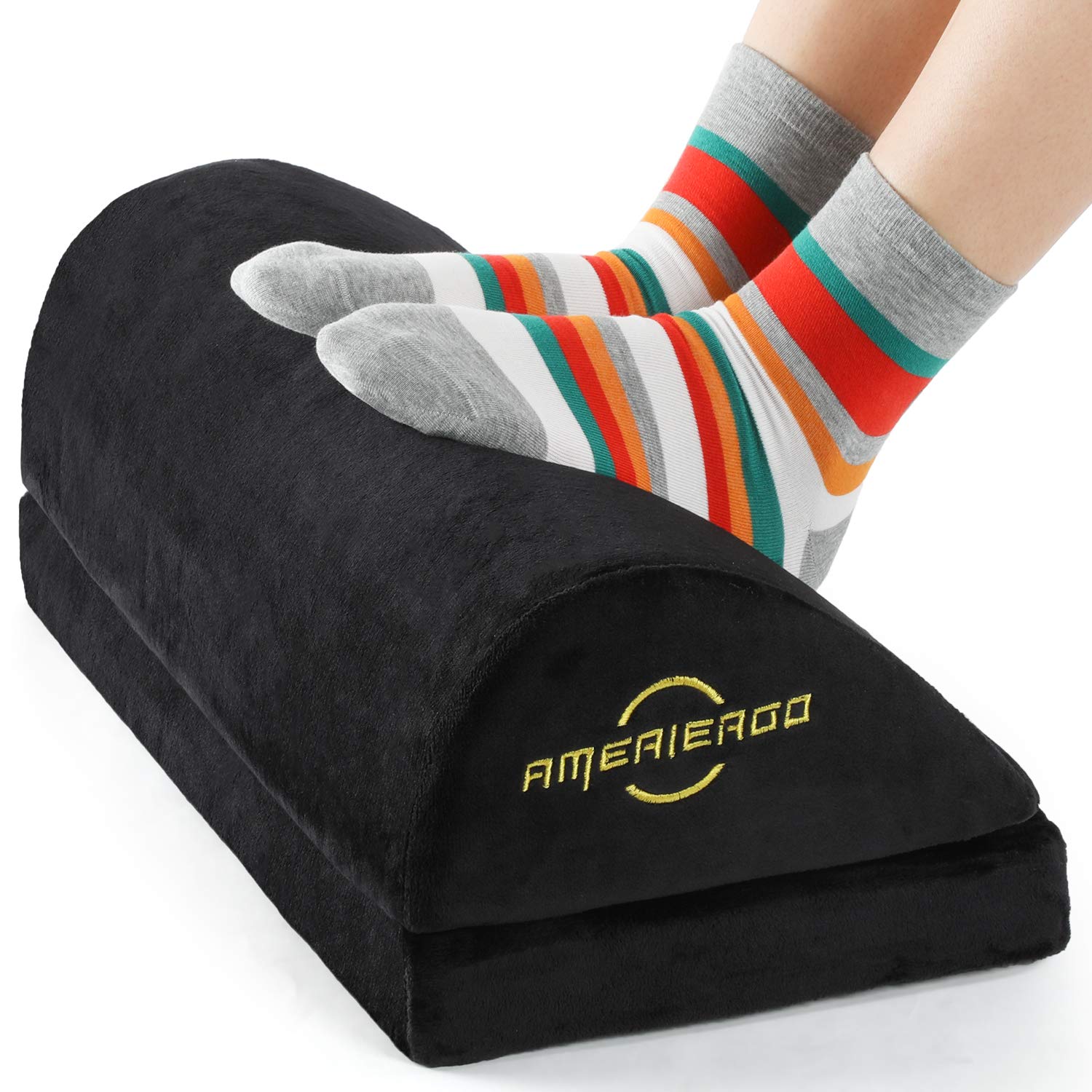 AMERIERGO Adjustable Memory Foam Foot Rest – Ergonomic Under Desk Stool