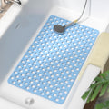 HITSLAM Non Slip Bath Mat | 75x43cm TPE Shower Mat with Drainage | Blue