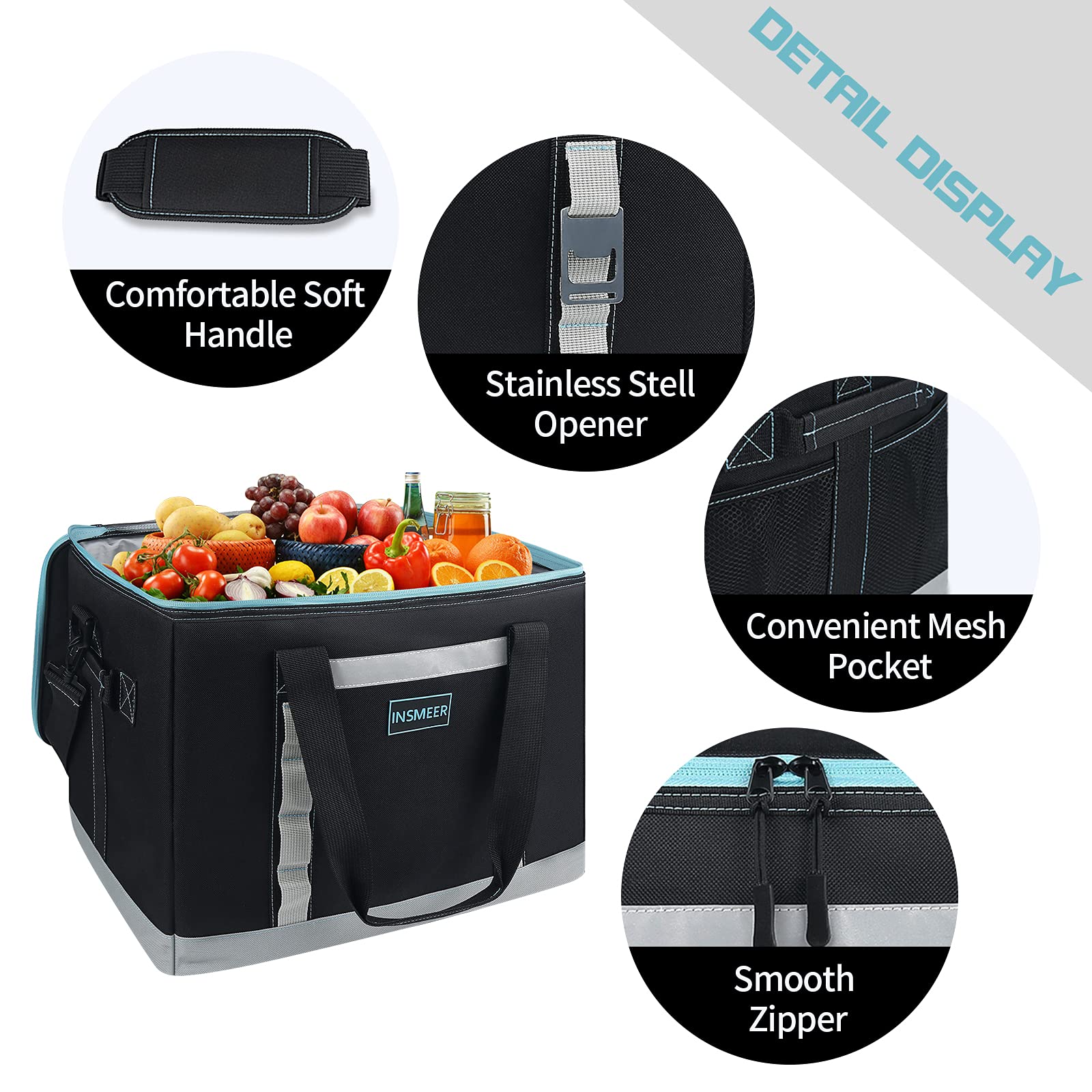 INSMEER Large 65 Can Soft Cooler Bag | 48L Leakproof Foldable Thermal Bag