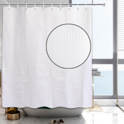 Jolof Store White Waffle Shower Curtain | Waterproof Fabric with Hooks